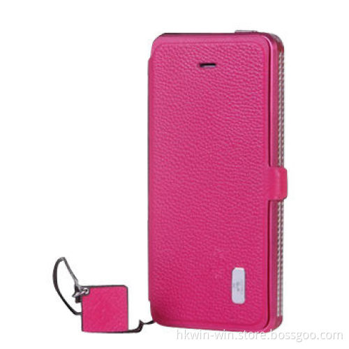 Luxury Aluminum Metal Bumper Case for iPhone 5/5S, with Cow Leather Cover